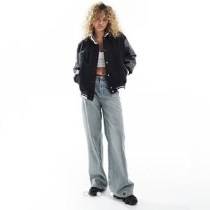 New Nike Destroyer oversized wool bomber jacket in black and white size S M